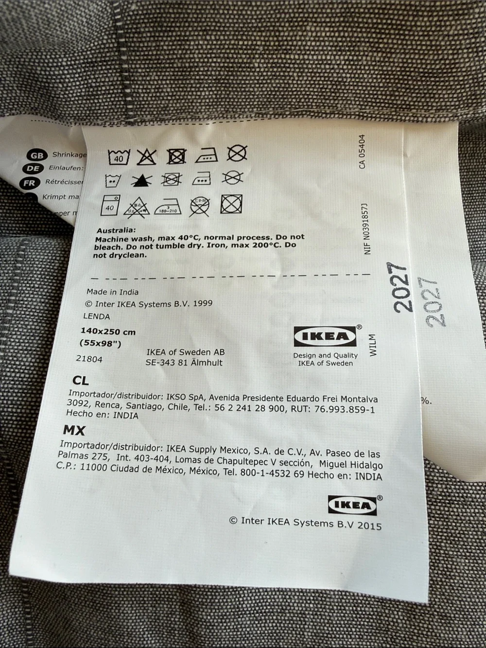 IKEA Lenda 55x98 Gray Linen-Style Curtain Panels x 2
